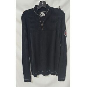 Pearl Izumi men L wool blend ribbed 3/4 zip long sleeve black cycling base layer